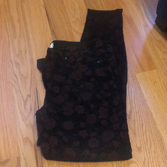 Paige black skinny flower corduroy pants - Picture 2 of 2